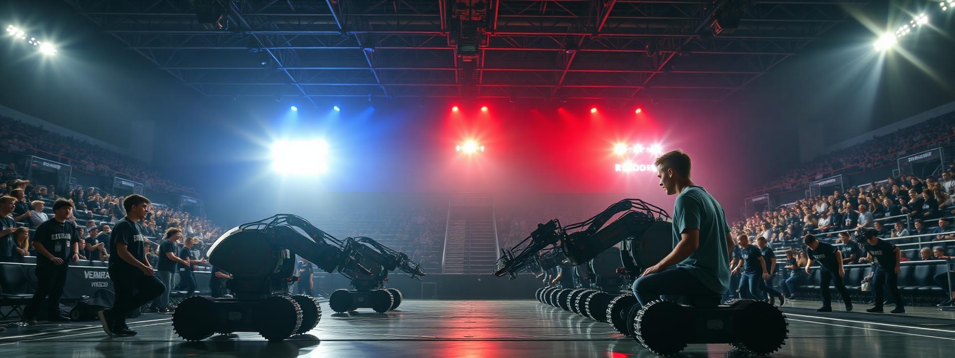 Robotics competition arena with two teams